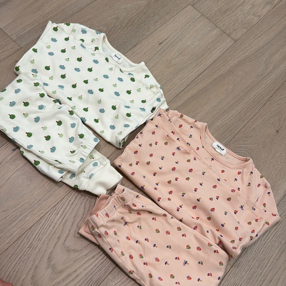 Oeuf Kids Pajamas Set - Cream and Pink